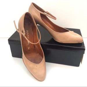 Vintage Xavier Danaud Suntan Emerade Mary Jane Strap Pumps